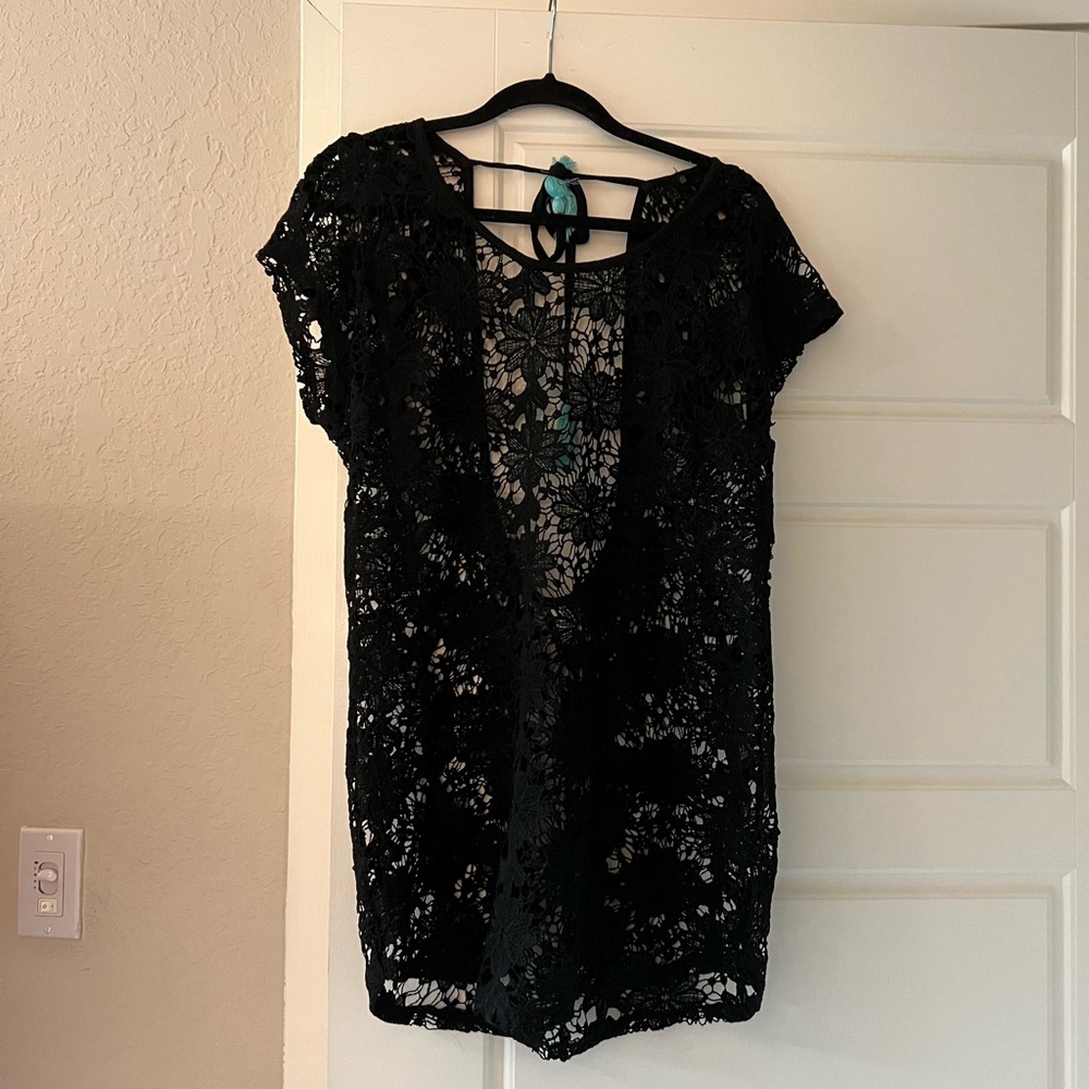 Xhilaration Black Lace Swim Coverup Size Medium